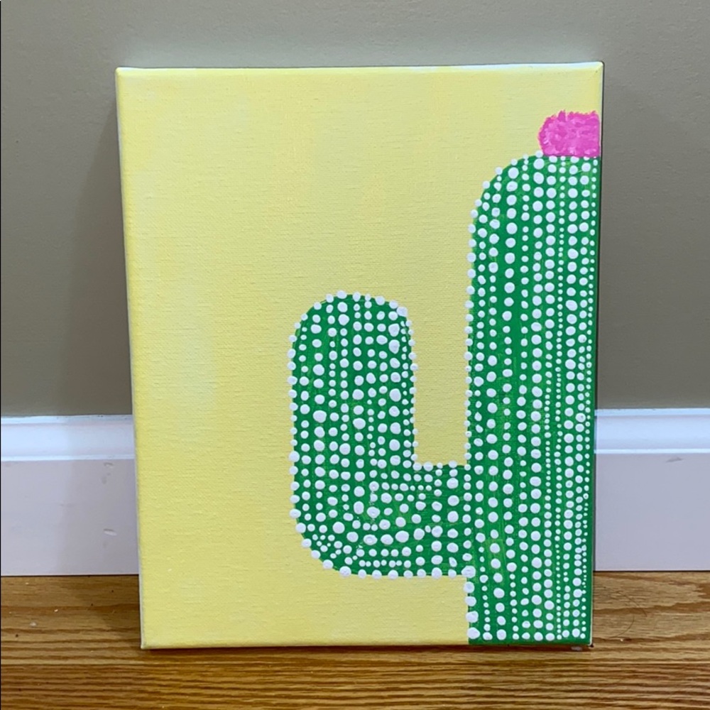 hand painted acrylic cactus on canvas